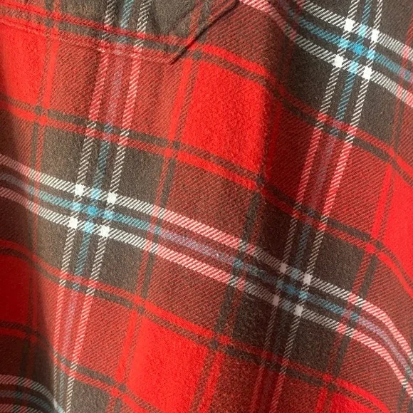 R13 Red Oversized Boxy Plaid Shirt Dress - Picture 4 of 5